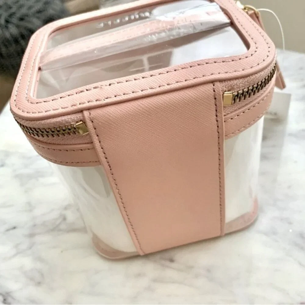 Blush Pink Clear Cosmetic Case with Handle